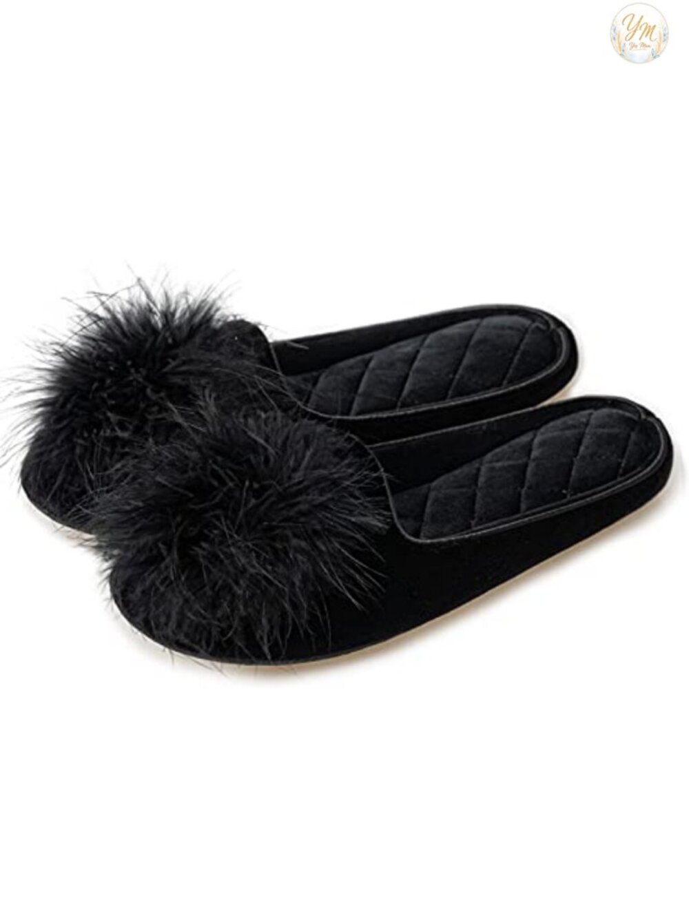Women's Fuzzy Pom Pom Velvet Memory Foam House Slippers Cozy Chenille Knit